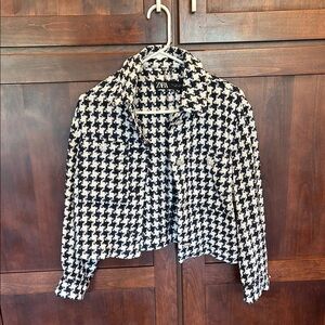 Zara Monochrome Houndstooth Blazer